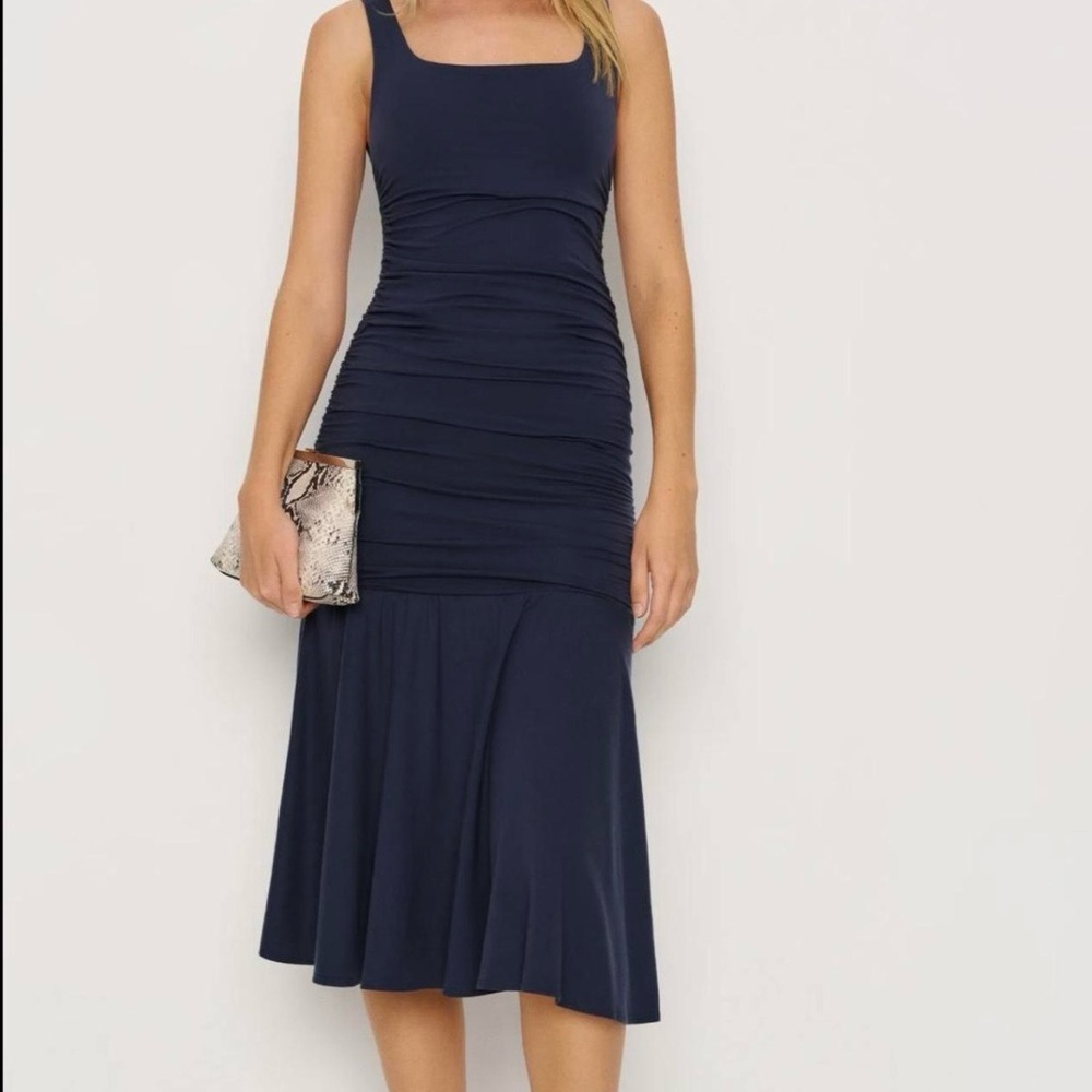 Reformation Kayla Knit Midi Dress in Navy/Midnight